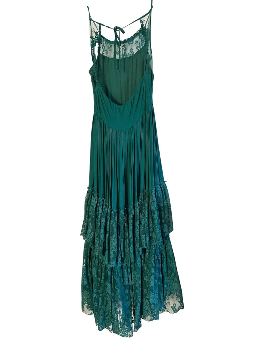 Girls Joyfolie/12 Teal Lace Midi Dress with Tiered Skirt